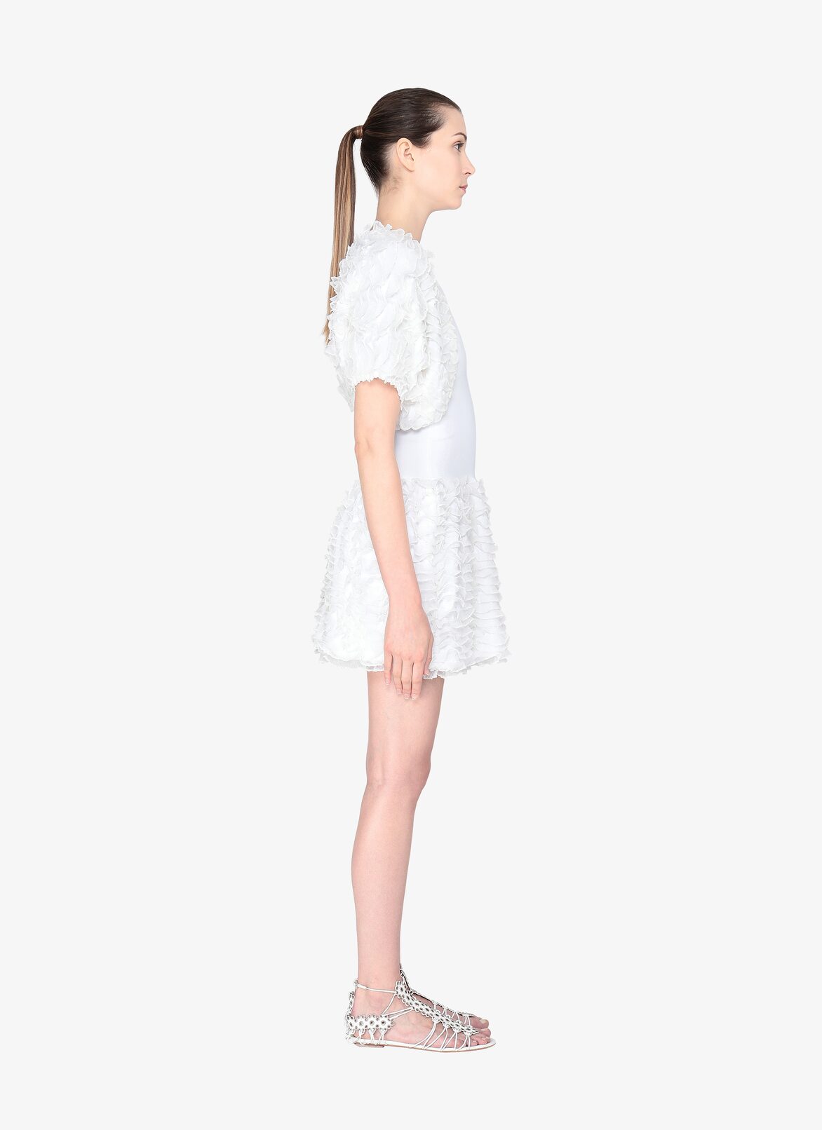 Ruffled Cardigan ALAÏA WHITE RUFFLED CARDIGAN